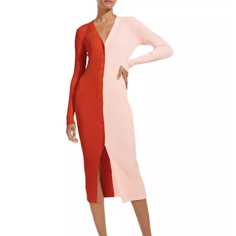 LIKE NEW STAUD Shoko Sweater Dress, Orange/Pink, size S